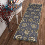 9'x13' Midnight Blue Hand Tufted Traditional Floral Indoor Area Rug