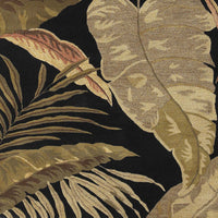 3'x5' Midnight Black Hand Tufted Tropical Leaves Indoor Area Rug