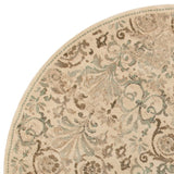 8? Ivory and Light Green Round Area Rug