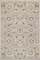 7'x10' Beige Grey Machine Woven UV Treated Floral Traditional Indoor Outdoor Area Rug