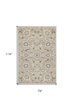 7'x10' Beige Grey Machine Woven UV Treated Floral Traditional Indoor Outdoor Area Rug