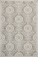 7'x10' Silver Grey Machine Woven UV Treated Floral Ogee Indoor Outdoor Area Rug