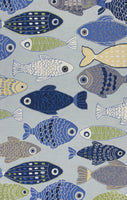 5' x 7' Light Blue School of Fish Indoor Area Rug