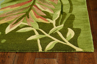 8'x10' Blue Green Hand Tufted Tropical Plant Indoor Area Rug