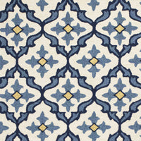 5' x 7' Ivory or Blue Geometric Mosaic Indoor Outdoor Area Rug