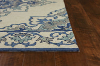 5' x 7' Ivory or Blue Vines Bordered UV Treated Indoor Outdoor Area Rug