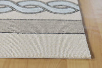 5'x7' Ivory Spa Hand Hooked UV Treated Cable Stitch Indoor Outdoor Area Rug