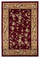 2'x3' Red Beige Machine Woven Floral Traditional Indoor Accent Rug