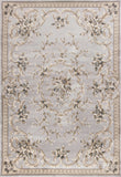 9'x12' Light Grey Bordered Floral Indoor Area Rug