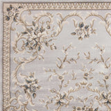 9'x12' Light Grey Bordered Floral Indoor Area Rug