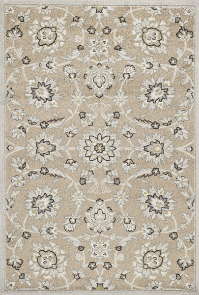 7' x 11' Beige or Grey Floral Vines UV Treated Indoor Area Rug