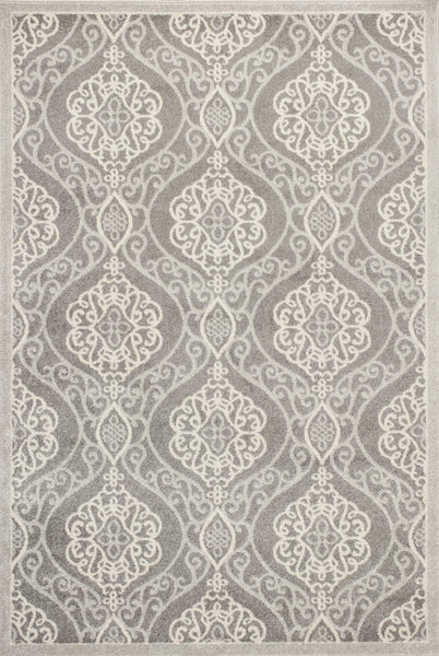 7' x 11' Silver Geometric Mosaic UV Treated Indoor Area Rug