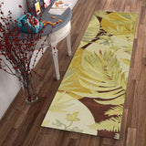 8' Coral Red Hand Tufted Tropical Leaves Round Indoor Area Rug