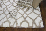 5' x 8' Ivory or Beige Geometric Trellis Microfiber Indoor Area Rug