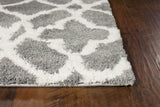 5'x8' Grey Ivory Machine Woven Ogee Indoor Area Rug