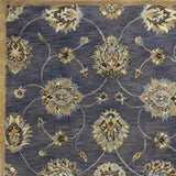 9'x13' Midnight Blue Hand Tufted Traditional Floral Indoor Area Rug