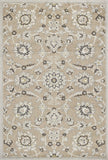 2'x4' Beige Grey Machine Woven UV Treated Floral Traditional Indoor Outdoor Accent Rug