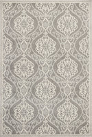 2'x4' Silver Grey Machine Woven UV Treated Floral Ogee Indoor Outdoor Accent Rug