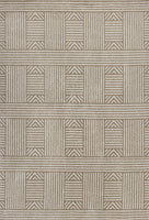 5' x 8' Beige Geometric Lines UV Treated Area Rug