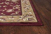 2'x3' Red Beige Machine Woven Floral Traditional Indoor Accent Rug