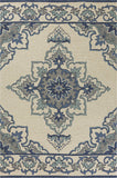 2'x3' Ivory Blue Hand Hooked Floral Medallion Indoor Outdoor Accent Rug