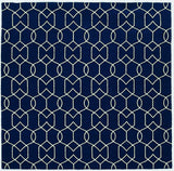 5' x 7' Navy Geometric Trellis UV Treated Indoor Area Rug