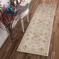 9'x12' Light Grey Bordered Floral Indoor Area Rug