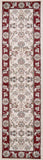 8' Ivory Red Bordered Floral Indoor Runner Rug