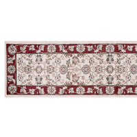 8' Ivory Red Bordered Floral Indoor Runner Rug