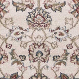 8' Ivory Red Bordered Floral Indoor Runner Rug