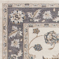5' x 8' Ivory or Grey Floral Vines Bordered Area Rug