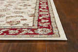 8' Ivory Red Bordered Floral Indoor Runner Rug