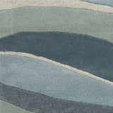 3'x5' Ocean Blue Teal Hand Tufted Abstract Waves Indoor Area Rug