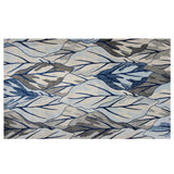 8'x11' Grey Navy Machine Woven Oversized Leaves Indoor Area Rug
