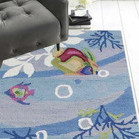 1' x 2' Polyester Blue Area Rug