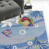 1' x 2' Polyester Blue Area Rug