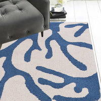 2' x 4' Polyester Ivory or Blue Area Rug