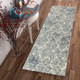 8'x11' Ivory Blue Machine Woven Damask Indoor Area Rug