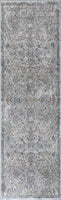 8'x11' Silver Blue Machine Woven Traditional Floral Indoor Area Rug