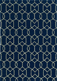 5' x 7' Navy Geometric Trellis UV Treated Indoor Area Rug