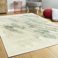 5'x8' Ivory Grey Machine Woven Abstract Brushstrokes Indoor Area Rug