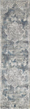8'x11' Ivory Machine Woven Distressed Diamond Floral Medallion Indoor Area Rug