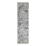 8'x11' Ivory Machine Woven Distressed Diamond Floral Medallion Indoor Area Rug