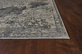 8'x11' Ivory Machine Woven Distressed Diamond Floral Medallion Indoor Area Rug