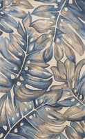3'x4' Blue Hand Tufted Oversized Tropical Leaves Indoor Area Rug