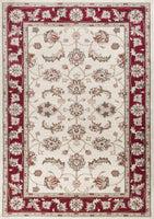 8' Ivory Red Bordered Floral Indoor Runner Rug