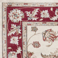 8' Ivory Red Bordered Floral Indoor Runner Rug