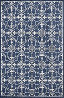 7' x 9' Denim Vintage Trellis UV Treated Indoor Area Rug