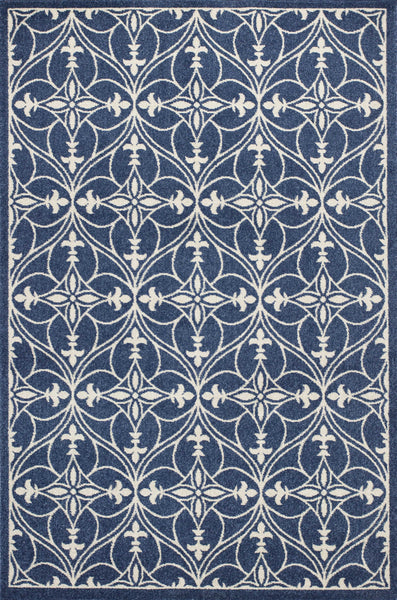 7' x 9' Denim Vintage Trellis UV Treated Indoor Area Rug