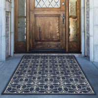 7' x 9' Denim Vintage Trellis UV Treated Indoor Area Rug